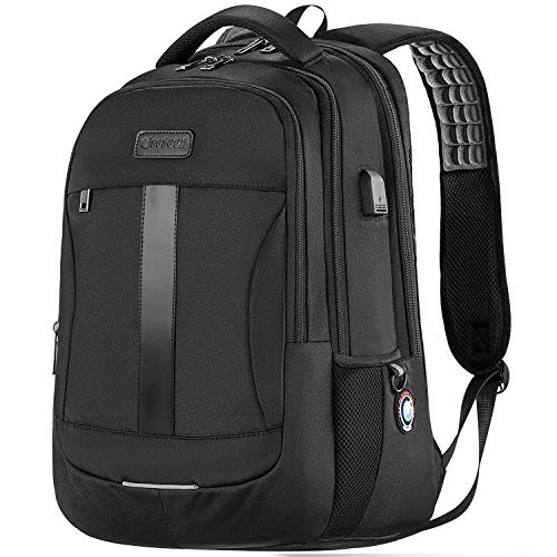 Product Cover Laptop Backpack, Sosoon Business Bags with USB Charging Port Anti-Theft Water Resistant Polyester School Bookbag for College Travel Backpack for 15.6-Inch Laptop and Notebook, Black