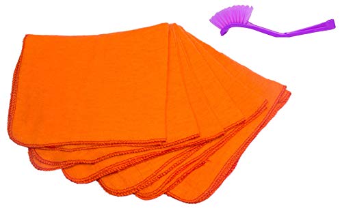 Product Cover manan Cotton Wiping Dusting and Cleaning Cloth (45 x 45 cm, Orange) - Pack of 6