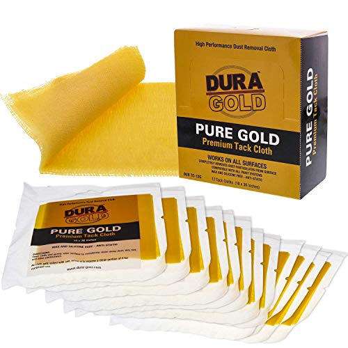 Product Cover Dura-Gold - Pure Gold Premium Tack Cloths - Tack Rags (Box of 12) - Woodworking and Painters Professional Grade - Removes Dust, Sanding Particles, Cleans Surfaces - Wax and Silicone Free, Anti-Static