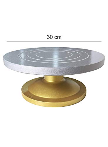 Product Cover Cake Decor 360 Degree Rotating Cake Stand Cake Decorating Turntable, Silver & Golden 12-inch