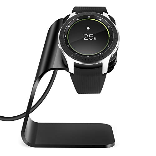 Product Cover NANW Charger Compatible with Samsung Galaxy Watch 42mm 46mm Gear S3 (Not for Active), Replacement Charging Cradle Dock Station Adapter Holder Accessories with 4.2ft USB Charging Cable, Black