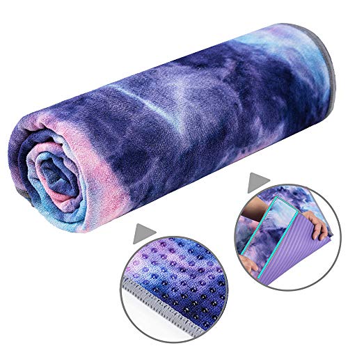 Product Cover ADORENCE Non Slip Yoga Towel (Upgraded PVC Grippies+Side Pockets) Microfiber Sweat Absorbent & Quick Dry Mat Towel - Ideal for Hot Yoga, Pilates and Workout
