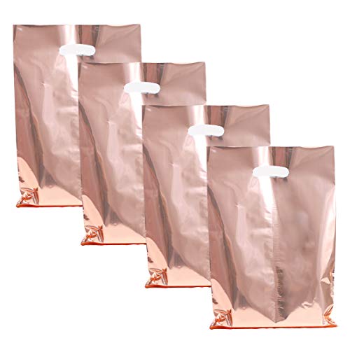 Product Cover UNIQOOO 60 Metallic Foil Rose Gold Wedding Favor Bags, Party Treat Bags Bulk, Gift Candy Cookie Buffet Bags, Great for Wedding, Baby Shower, Birthday Party, Events, Celebrations - 9 3/4