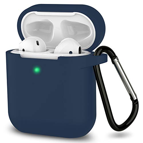 Product Cover AirPods Case, Full Protective Silicone AirPods Accessories Cover Compatible with Apple AirPods 1&2 Wireless and Wired Charging Case(Front LED Visible),Dark Blue