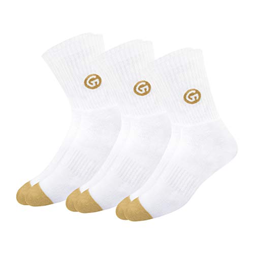Product Cover GLINTO Men's Premium Cotton Athletic Crew Socks, Super Value Pack (3 Pairs, Free Size, White)