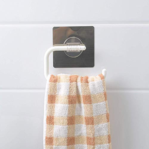 Product Cover EAYIRA Self Adhesive Kitchen Bathroom Plastic Napkin Toilet Paper Holder, Towel Ring Open Half, Hanger Rack (White)