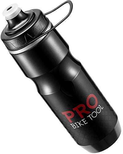 Product Cover Insulated Bike Water Bottle 680 ml 24 oz - Bonus Sports Carry Loop - for All Fitness and Cycling - Keep Drinks Cold, Longer - Soft Silicone Mouthpiece - Fast Flow Valve - Easy Squeeze Bidon - BPA Free