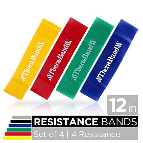 Product Cover TheraBand Resistance Band Loop Set, Pack of 4, 12 Inch Band Loop Kit for Legs & Butt Workouts, Beginner to Advanced Levels for Exercise, Rehab, Physical Therapy, Stretching, Strength Training