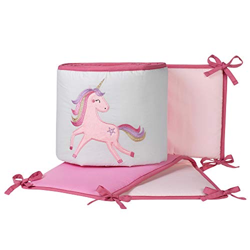 Product Cover Lambs & Ivy Magic Unicorn Pink Perfect Fit 4-Piece Baby Crib Bumper