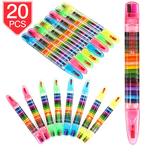Product Cover PROLOSO 20 In 1 stackable Crayons for Kids Glitter Pens Coloring Crayons Kids Painting Party Favors 20 Pcs