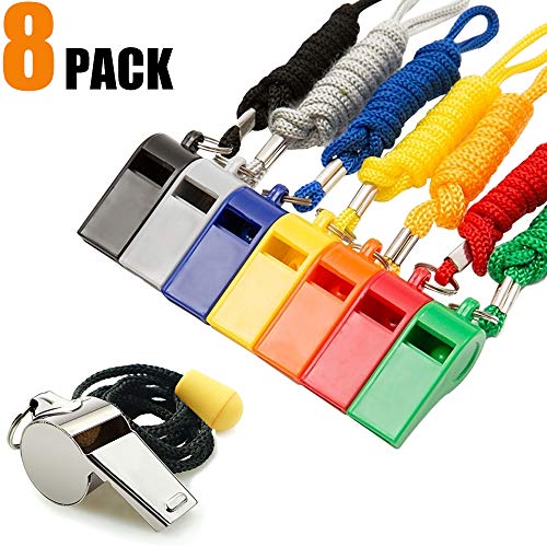 Product Cover Fya Whistle, 8 PCS Sports Whistles with Lanyard, Loud Crisp Sound Whistle Bulk Ideal for Referees, Coaches, and Officials