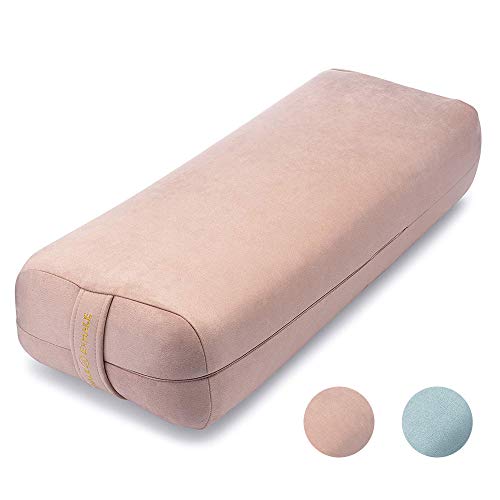 Product Cover Ajna Yoga Bolster Pillow for Meditation and Support - Rectangular Yoga Cushion - Yoga Accessories from Machine Washable with Carry Handle - Rose Quartz