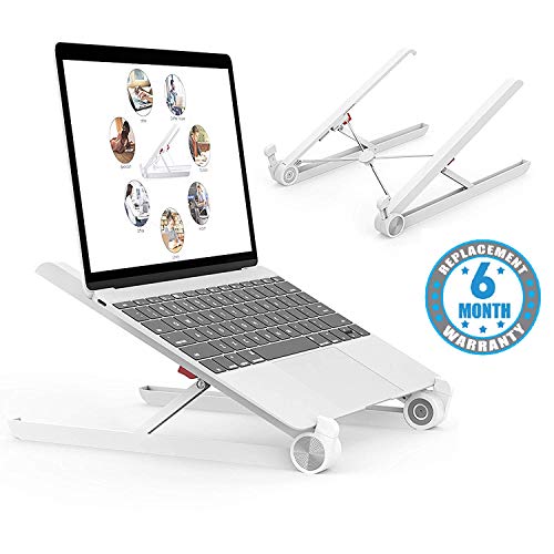 Product Cover Voroly Foldable Height Adjustable Laptop Stand Eye-Level Ergonomic Laptop Riser for Notebook Thinkpad MacBook Pro/air (White)
