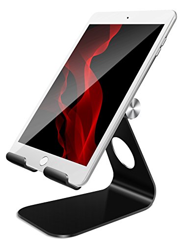 Product Cover Tablet Stand Adjustable, Lamicall Phone Stand : Desktop Stand Holder Dock Compatible with Phone Xs Max XR, New iPad 2018 Pro 9.7, 10.5, Air Mini 2 3 4, Samsung Galaxy Tab S5 (4-13 inch) - Black