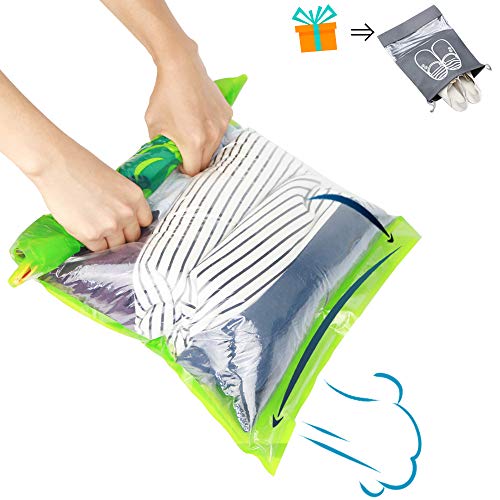 Product Cover RF RollingFit Travel Space Saver Bags - Compression Bags for Travel Space Saving Bags for Travel with Ergonomic Double Zipper - No Vacuum Needed - New Generation Travel Packing Bags