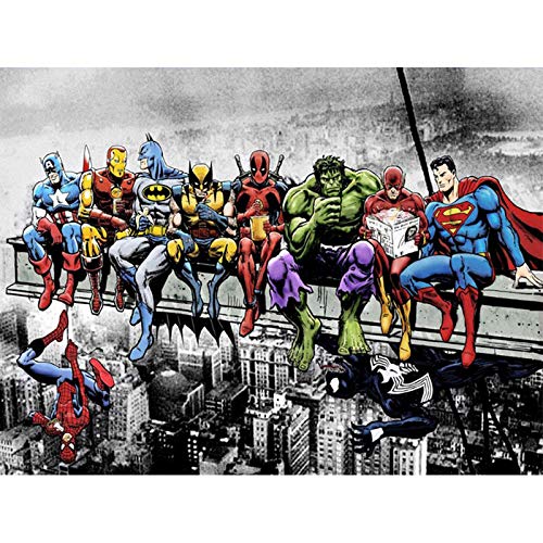 Product Cover Full Drill Diamond 5D DIY Diamond Painting 3D Embroidery Cross Stitch Rhinestone Mosaic Painting Home Decor Super Hero The Avengers 12X16Inch