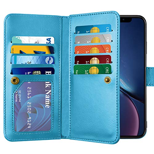 Product Cover Vofolen Case for iPhone XR Case Wallet Leather PU Flip Cover Folio Detachable Magnetic Slim Shell Dual Layer Heavy Duty Protective Bumper Armor + Wristband Card Holder for iPhone XR X-R 10R (Teal)