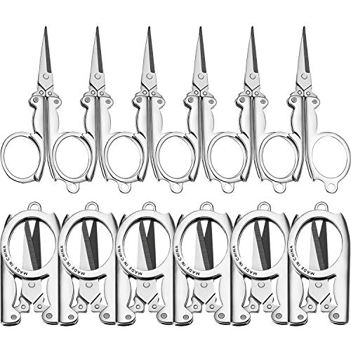Product Cover Stainless Steel Folding Scissors Portable Foldable Travel Scissors (12 Pieces, S)