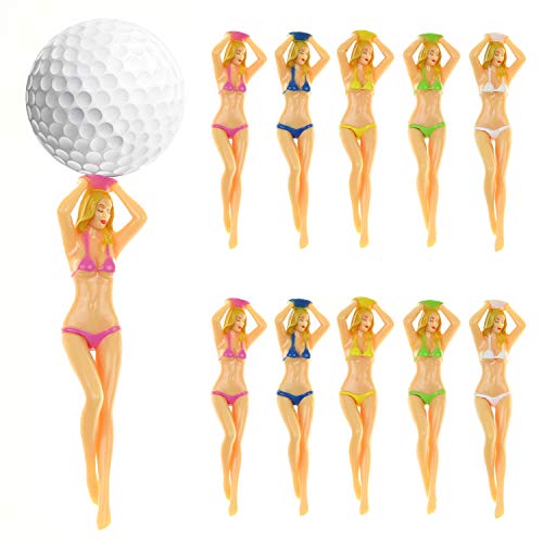 Product Cover KOFULL Colored Bikini Woman Golf Tees Plastic Tee Plastic Lady Golf tee Divot Tool -10/Pack