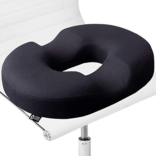 Product Cover Donut Pillow Hemorrhoid Tailbone Cushion - 100% Memory Foam - Coccyx, Prostate, Sciatica, Bed Sores, Post-Surgery Pain Relief - Orthopedic Firm Seat Pad for Home, Office, Car, Wheelchair