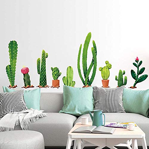 Product Cover Cactus Wall Decal, H2MTOOL Removable Art Nursery Plants Stickers for Kids Rooms Decor (Cactus)