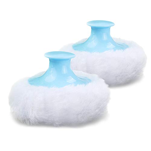 Product Cover Fluffy Powder Puff, Baby Body Cosmetic Powder Puff, Baby Soft Face Body Powder Puff With Hand Holder, Set of 2 (Blue) (Body Powder Puff(Blue))