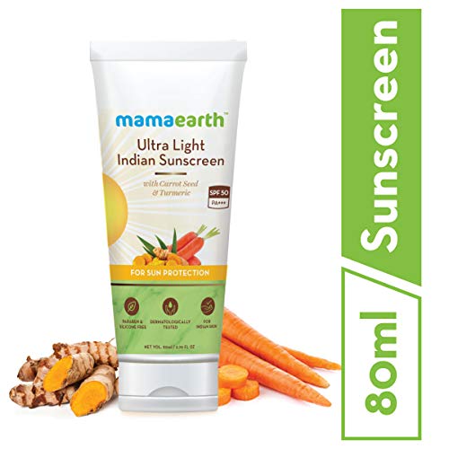 Product Cover Mamaearth's Ultra Light Natural Sunscreen Lotion SPF 50 PA+++ With Turmeric & Carrot Seed, 80ml