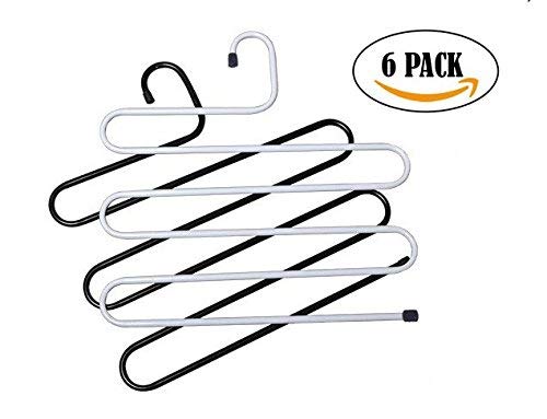 Product Cover Tradevast Metal S-Shape 5 Layers Magic Hanger for Wardrobe, Sarees, Pants, Scarfs & Other Clothes(White){36 * 38CM} Set of 6