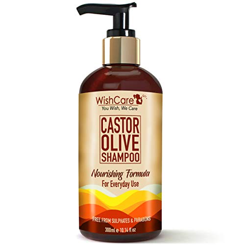 Product Cover WishCare®️ Castor Olive Shampoo - Nourishing Formula - Free from Mineral Oils, Sulphates & Parabens - For Regular Use - 300 Ml