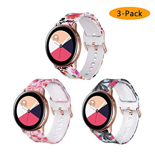 Product Cover Koreda Compatible Samsung Galaxy Watch Active Bands/Galaxy Watch 42mm/Gear Sport Bands Sets, 20mm Soft Floral Print Sport Watch Strap Replacement Compatible Galaxy Watch Active 40mm R500 (3 Pack#1)