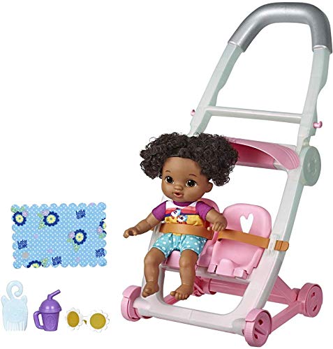 Product Cover Baby Alive Littles, Push 'N Kick Stroller, Little Lola, Black Hair Doll, Legs Kick, 6 Accessories, Toy for Kids Ages 3 Years Old & Up