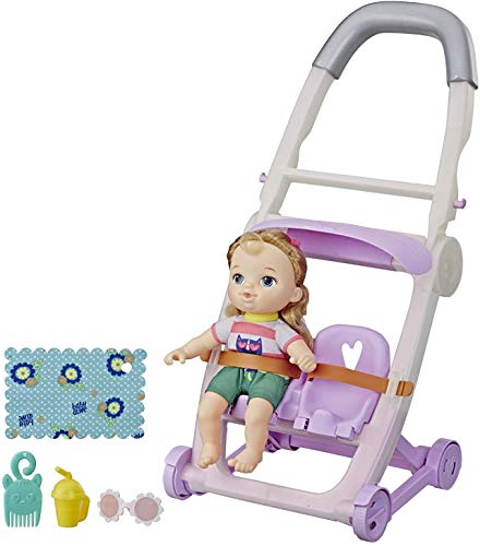 Product Cover Baby Alive Littles, Push 'N Kick Stroller, Little Ana, Blonde Hair Doll, Legs Kick, 6 Accessories, Toy for Kids Ages 3 Years Old & Up