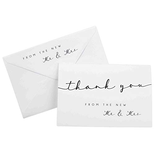 Product Cover Thank You Cards for Wedding (Mr and Mrs Theme) - 100 Cards with Envelopes