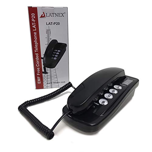 Product Cover LATNEX EMF Protection and Safe Landline Corded Telephone Home Black Phone - Used by Electromagnetic Sensitive Individuals - Vision or Hearing Impaired Seniors and Elderly People
