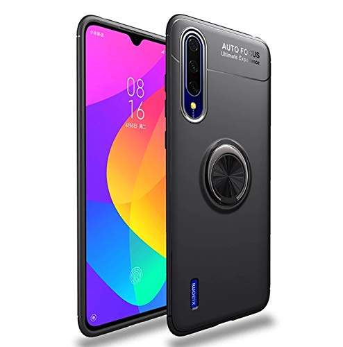 Product Cover Designerz Hub® Sleek Rubberized Case with Chrome Plating Ring Stand Back Cover Case Designed for Xiaomi Mi A3 - (Black)