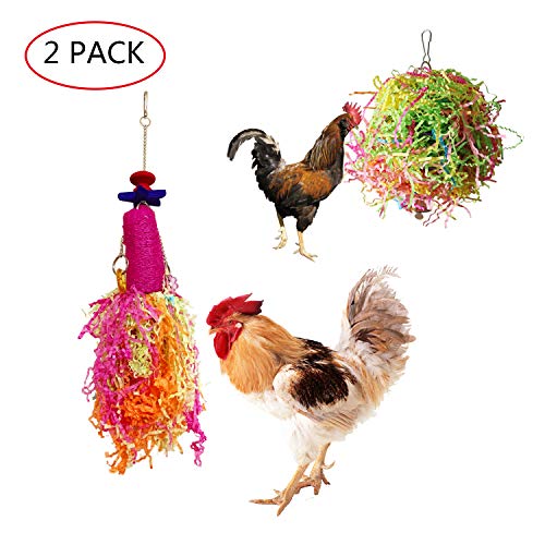 Product Cover Vehomy Chicken Toys for Hen with Natural Colorful Loofah Shredder Toys Handmade Bird Chewing Foraging Shredding Hanging Toys for Medium Parrots 2pcs