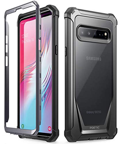 Product Cover Galaxy S10 5G Rugged Clear Case, Poetic Full-Body Hybrid Cover, Support Wireless Charging, Without Built-in-Screen Protector, Guardian Series, Case for Samsung Galaxy S10 5G 6.7 inch (2019), Black
