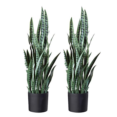 Product Cover Fopamtri Artificial Snake Plant 38 Inch Fake Sansevieria Trifasciata with 32 Leaves Faux Plant for Indoor Outdoor Feaux Plants in Pot for Home Office Perfect Housewarming Gift (38 Inch, 2 Pack, Green)
