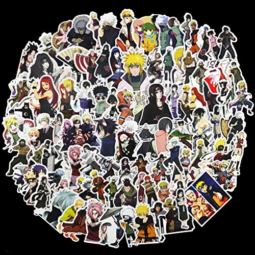Product Cover Naruto Laptop Stickers 100Pcs Pack, Anime Water Bottle Travel Case Computer Wall Skateboard Motorcycle Phone Bicycle Luggage Guitar Bike Stickers Decal for Kids