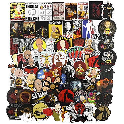 Product Cover ONE Punch-Man Laptop Stickers 70Pcs Pack, Anime Cartoon Water Bottle Travel Case Computer Wall Skateboard Motorcycle Phone Bicycle Luggage Guitar Bike Stickers Decal