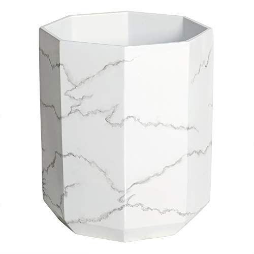 Product Cover Allure Home Creation Marble Effect Trash Can - Marble Design Small Wastebasket, Garbage Bin for Bathroom,Bedroom and Office
