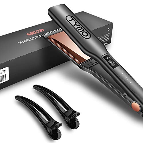 Product Cover TYMO Hair Straightener - Titanium Flat Iron with Wide Plate, 30s MCH Heating, Frizz-free Styling, LCD Display, 16 Heat Levels for All Hair Types, Auto-off, Hair Straightener for Home, Travel, Salon