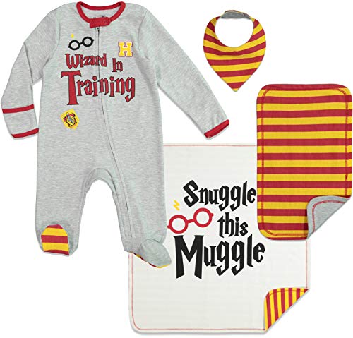 Product Cover Harry Potter Baby Layette Gift Set Footies Blanket Bib Burp Cloth Snuggle Muggle, 0-6 Months