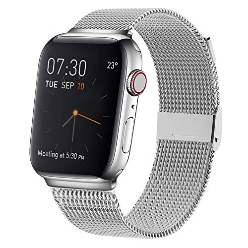 Product Cover MCORS Compatible with Apple Watch Band 38mm 40mm,Stainless Steel Mesh Metal Loop with Adjustable Magnetic Closure Replacement Bands Compatible with Iwatch Series 5 4 3 2 1 Silver