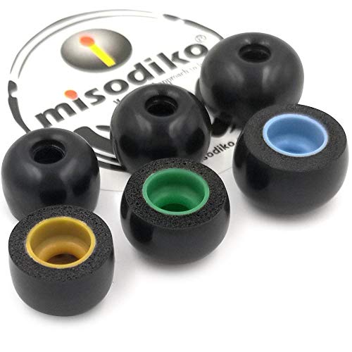 Product Cover misodiko TWS-Pro Earbuds Tips for Jabra Elite 75t, 65t, Sport, Active 65t, Evolve 65t/ Samsung Galaxy Buds, Gear IconX/Creative Outlier Air, Gold - Replacement Memory Foam Eartips (3-Pairs, S/M/L)