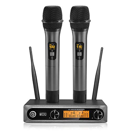 Product Cover TONOR UHF Wireless Microphone, TW-820 Dual Professional Dynamic Mic Handheld Metal Microphone Set for Karaoke, Party, Church, DJ, Wedding, Meeting, Class Use, 200ft