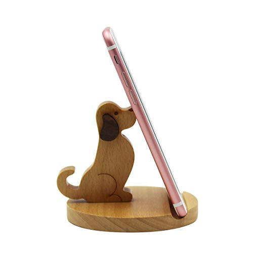 Product Cover Amamcy Cute Dog Cell Phone Holder Desk Stand, Wooden Smartphone Desk Holder for iPhone Xs/Max/XR/X/8/7 Plus/Google Pixel/Samsung Galaxy Note