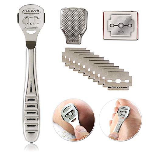 Product Cover Brillife Callus Remover for Feet, Foot Callus Shaver Heel Hard Skin Remover For Hand Feet Pedicure Razor Tool Shavers with Stainless Steel Handle 10 Blades