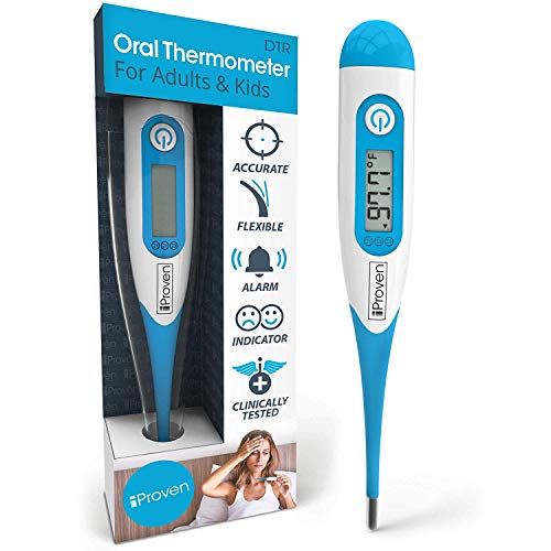 Product Cover [Upgraded 2020 Algorithm] iProven Oral Thermometer for Fever - Adult Fever Thermometer - Readings in 10-20 Seconds - Flexible and Hygienic Waterproof Tip - Smileys for Fever Indication