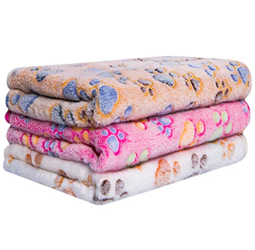 Product Cover Petsvv 3 Pack Dog Blanket, Fleece Pet Blankets Keeping Pet Hair from Furniture, Soft Flannel Blanket and Throw for Cat Puppy Small Dog